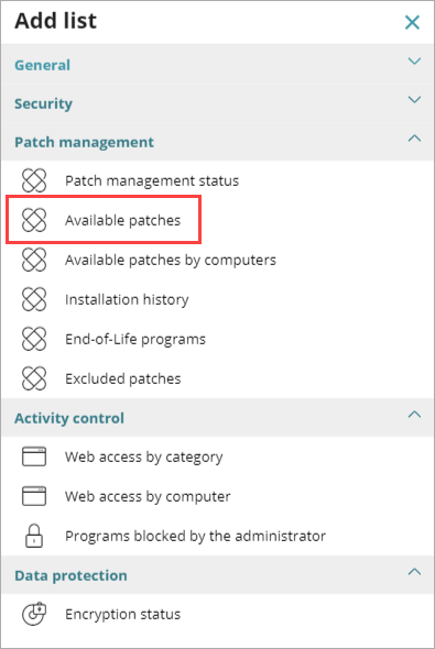 Screen shot of Add List dialog box