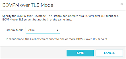 TLS 経由の BOVPN モード ダイアログ ボックスのスクリーン ショット