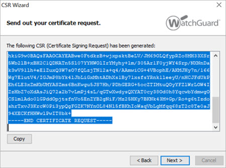 終了した Certificate Request Wizard のスクリーンショット