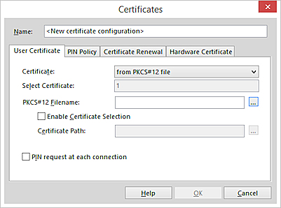 Screen shot of the Certificates dialog box