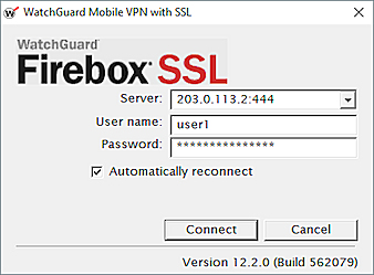 Mobile VPN with SSL クライアントのスクリーンショット