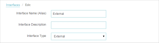 Screen shot of the Interface Configuration settings