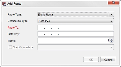 Screen shot of the Add Route dialog box