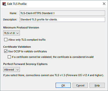 Screen shot of the Edit TLS Profile dialog box