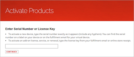 Screen shot of the WatchGuard Product Activation page