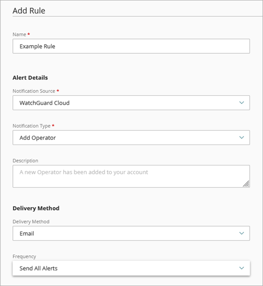 Screen shot of WatchGuard Cloud, Add Rules page