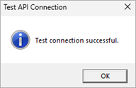 Screenshot of the Test Connection Successful message dialog box in the NinjaOne Onboarding application