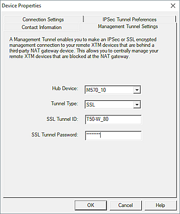 Screen shot of the completed Management Tunnel Settings tab