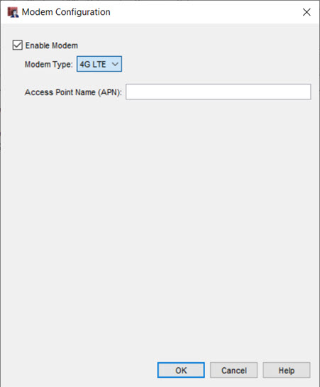 Screen shot of the Network > Modem page in WatchGuard System Manager