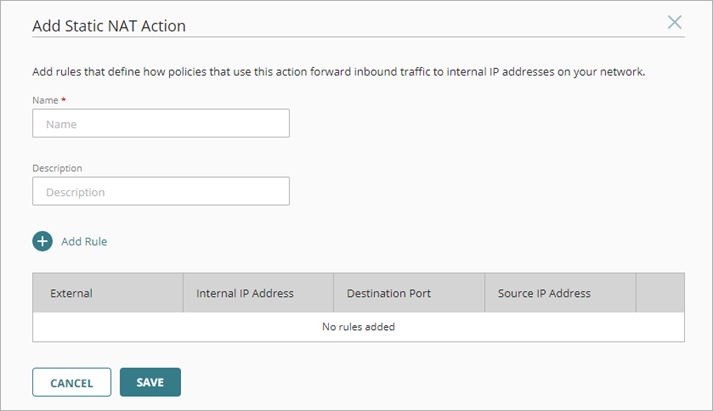 Screen shot of the Add Static NAT dialog box