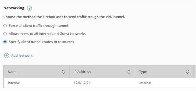Screen shot of list of networks