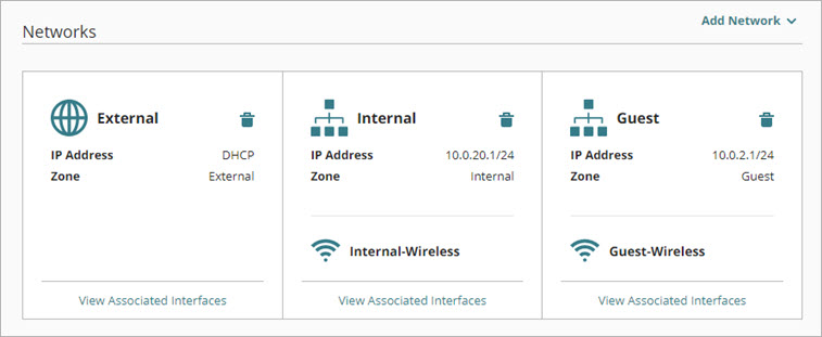 Screenshot of the Networks configuration page.