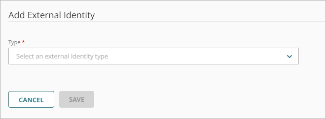 Screen shot that shows the Add External Identity page.