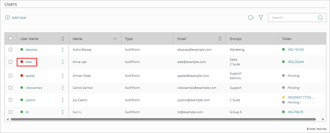 Screen shot that shows a blocked user.