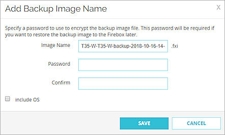 Screen shot of Add Backup Image Name dialog box. 
