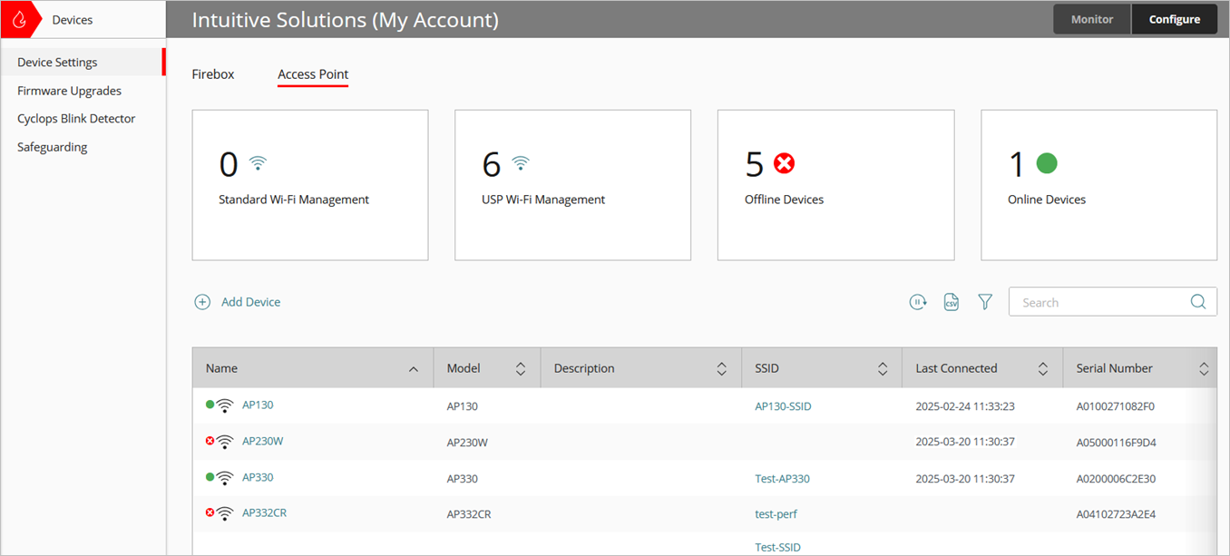 Screenshot of the Access Point Device Settings page for a folder