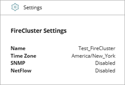 Screen shot of the FireCluster Settings tile on the Device Configuration page
