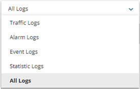 Screen shot of the log type drop-down menu