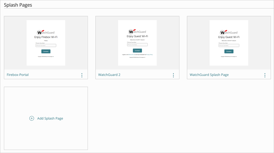 Screenshot of the Captive Portal page collection