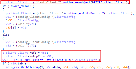 IDA view showing NoisyS0cks main functions, including service execution and scheduled task creation routines