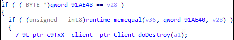 IDA view showing NoisyS0cks main functions, including service execution and scheduled task creation routines