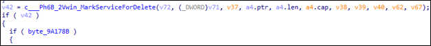 IDA view showing NoisyS0cks main functions, including service execution and scheduled task creation routines