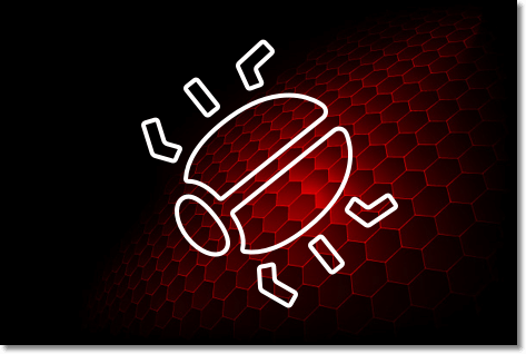 White outline of a bug on a red textured background