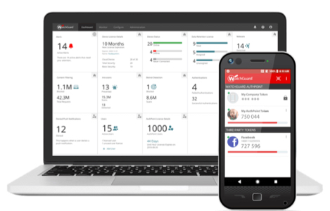 Laptop and phone showing WatchGuard AuthPoint screens