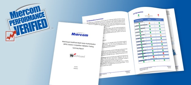 Miercom report pages open on a blue background with the Miercom Performance Verified badge to the left