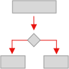 Flowchart with red arrows icon