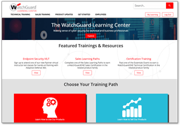 WatchGuard Learning Center home screen