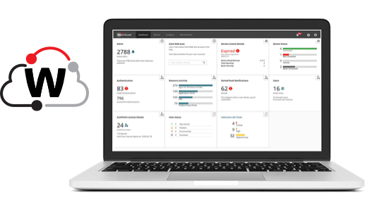 WatchGuard Cloud dashboard showing on a laptop screen