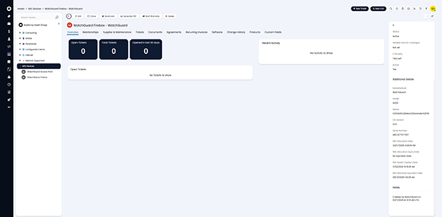 WatchGuard + HaloPSA integration screen