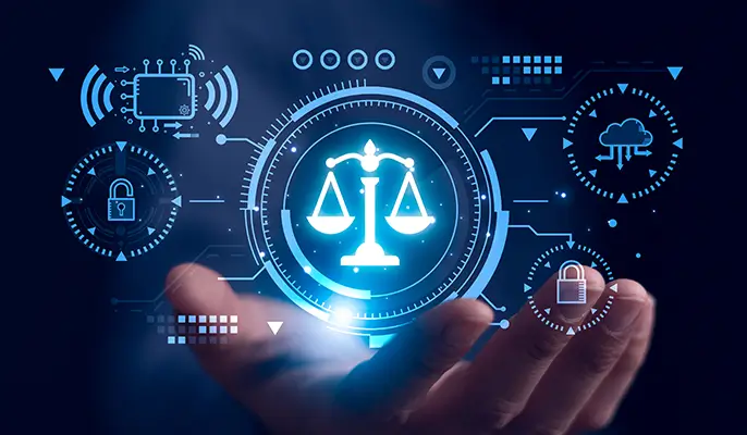 Scale icon inside of a dashboard of lights in the palm of a hand