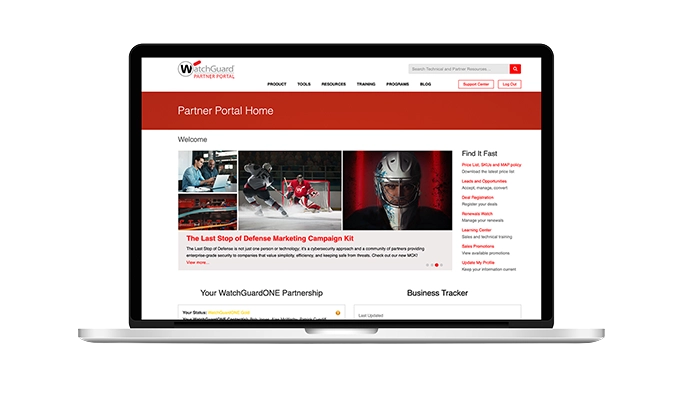 WatchGuard Partner portal on an open laptop screen