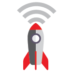Illustration: Rocket with a Wi-Fi symbol coming out of the nose