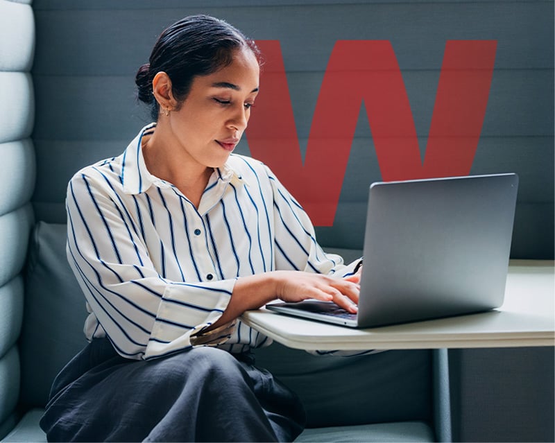 Woman working on laptop