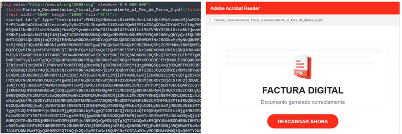 WatchGuard telemetry identified some malicious files being downloaded by victims, and almost all of them originated in Venezuela, indicating a possible malicious campaign targeting companies in this country.   The malicious files are distributed via phishing emails that have a SVG file with a filename in Spanish, generally indicating invoices, receipts, or budgets.   SVG stands for Scalable Vector Graphics, a file format for two-dimensional vector images. It allows images to be scaled without loss of qualit