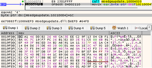 Debugger screenshot showing TimbreStealer generating a 256-byte decryption key from predefined values, used to decrypt encrypted payload content during execution.