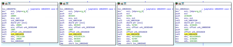 Disassembly screenshot showing multiple TimbreStealer code blocks that define browser and application targets, including Chrome and Edge, as part of the malware’s data collection routine.