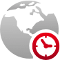 Globo grigio con un piccolo orologio rosso nell'angolo destro