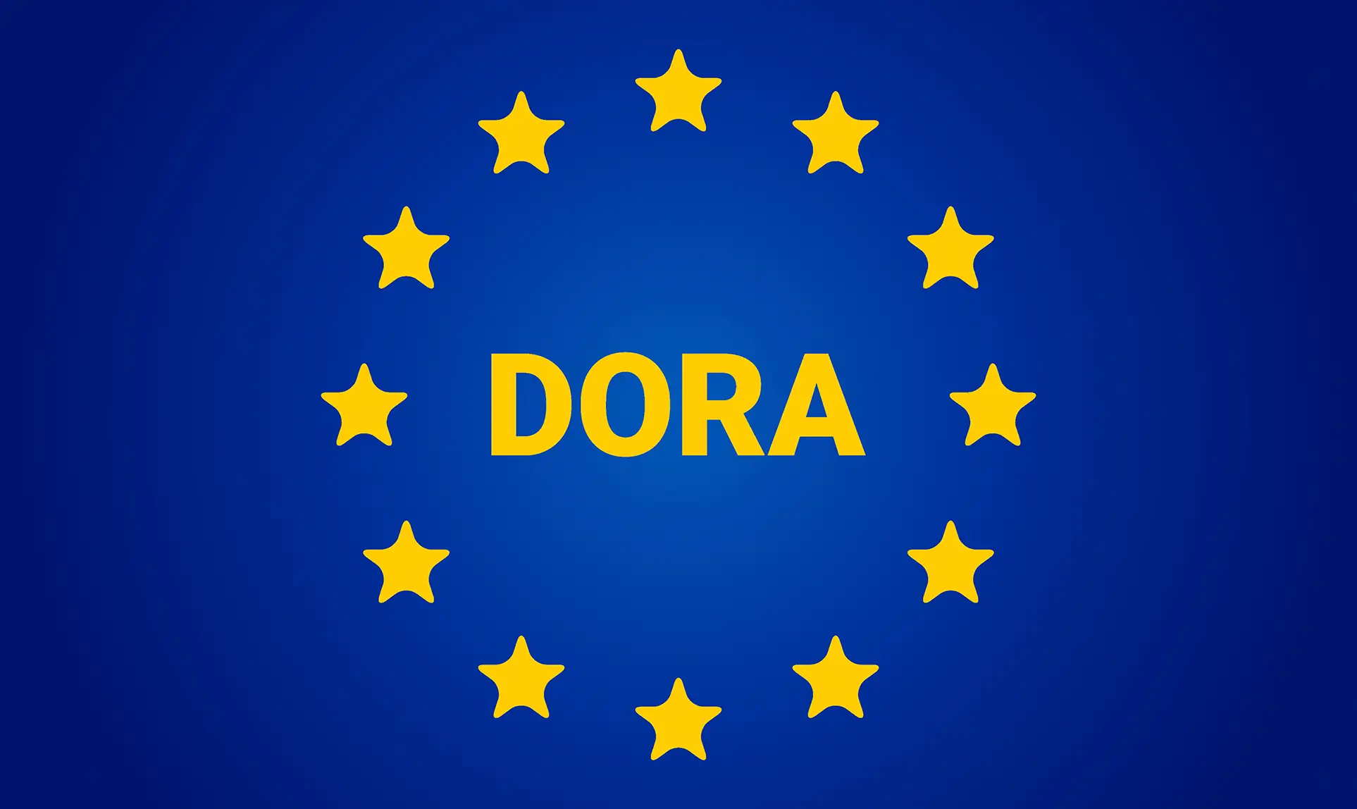 DORA en lettres jaunes dans un cercle d'étoiles jaunes