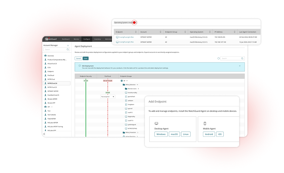 Paneles de control de WatchGuard Agent