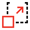 small red square with a red arrow pointing up inside a larger dotted square