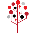 Illustration eines roten Netzwerk-Baumdiagramms