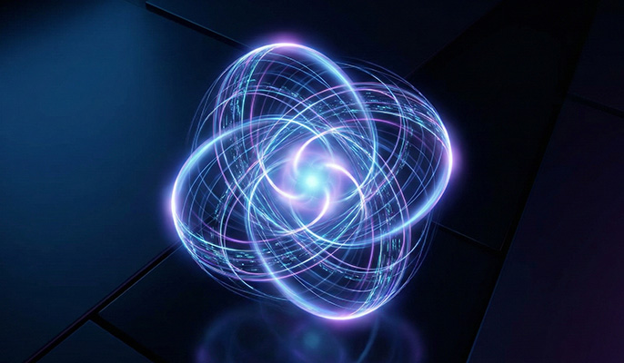 Spinning lights forming a pinwheel shape