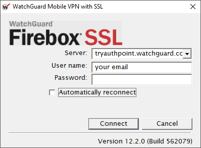 WatchGuard VPN Login Screen