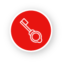 icona chiave bianca in un cerchio rosso