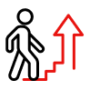 une personne montant un escalier rouge