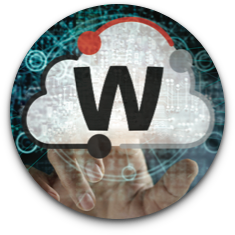 Logotipo do WatchGuard Cloud em um círculo estilizado